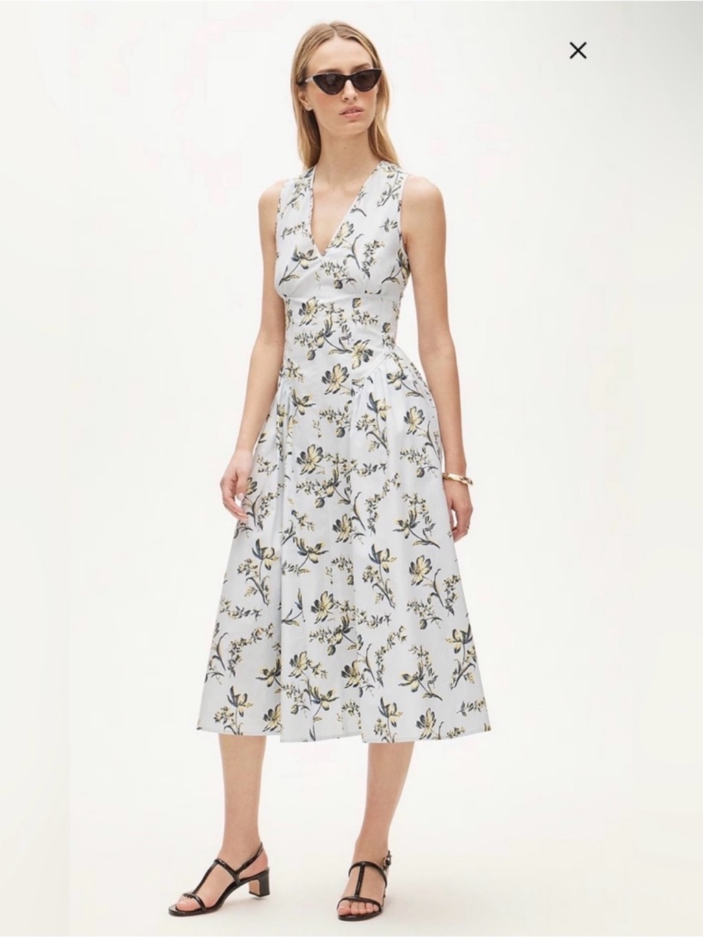 Jcrew V-Neck Dress In Lotus Print Nwt Blue Floral Cotton Size 4 - Needs Zipper